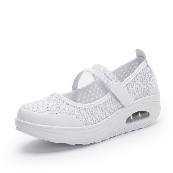 Women's nan strap comfort sneakers with breathable knitted upper, hook and loop fastening and visible air chamber midsole Mune Fashion