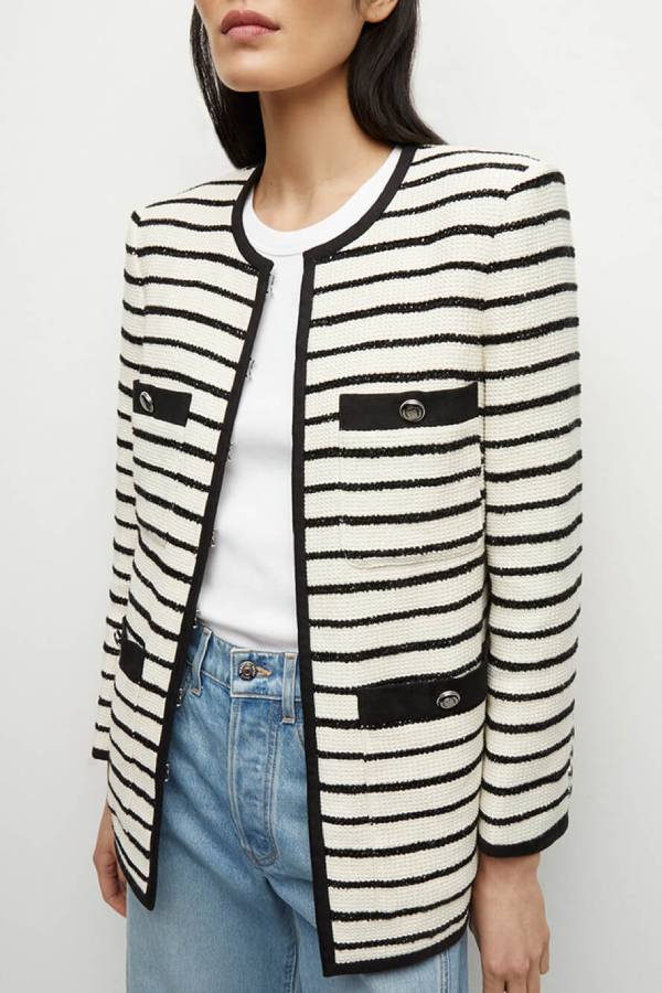 Mune | Striped Dickey Jacket In Ivory Black