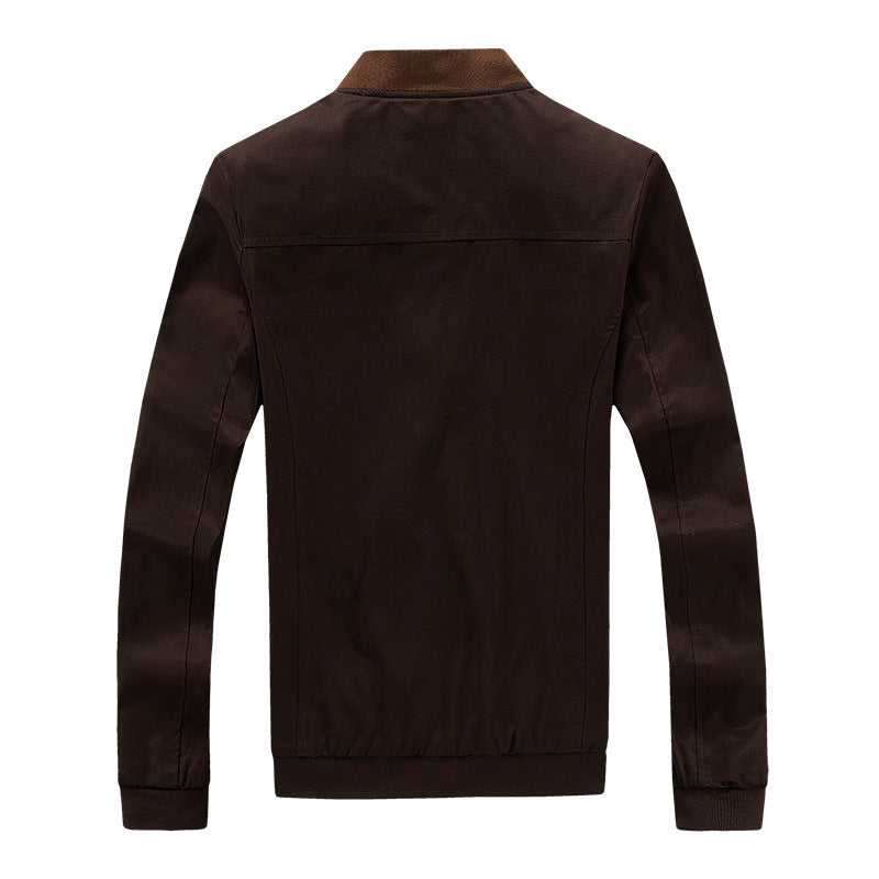 Men's College Bomber Jacket with Snap Button Placket, Contrast Trim, and Lightweight Lining Mune Fashion