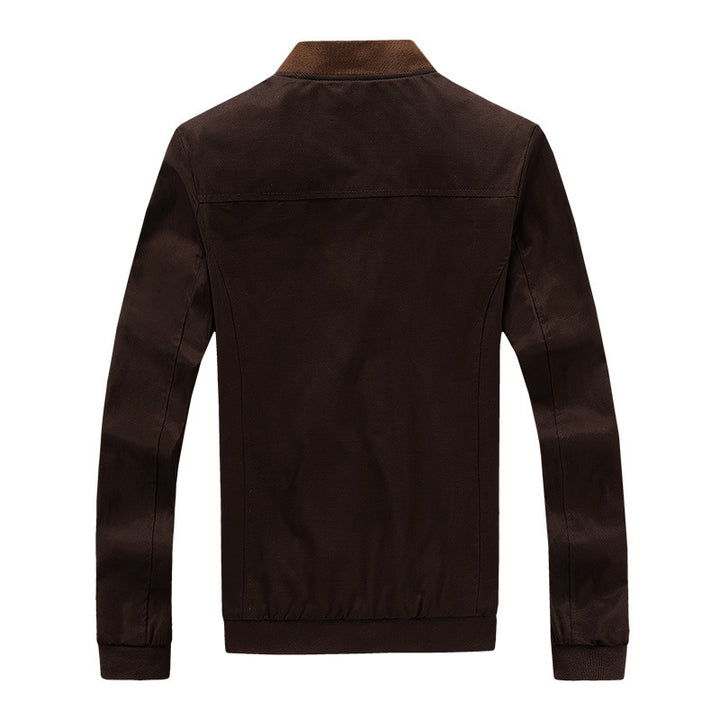 Men's College Bomber Jacket with Snap Button Placket, Contrast Trim, and Lightweight Lining Mune Fashion