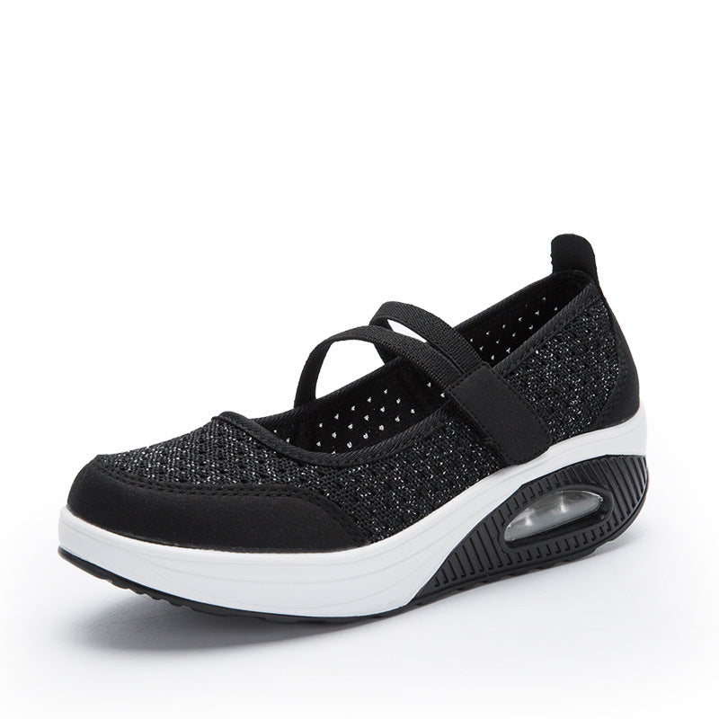 Women's nan strap comfort sneakers with breathable knitted upper, hook and loop fastening and visible air chamber midsole Mune Fashion