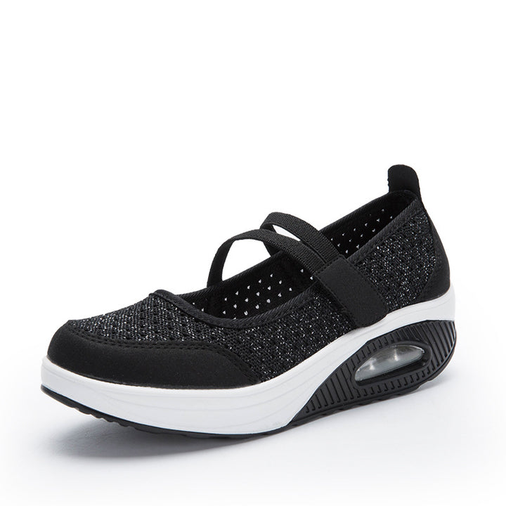 Women's nan strap comfort sneakers with breathable knitted upper, hook and loop fastening and visible air chamber midsole Mune Fashion