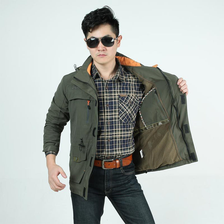 Men's field jacket with mesh lining, hood, and multifunctional pockets Mune Fashion