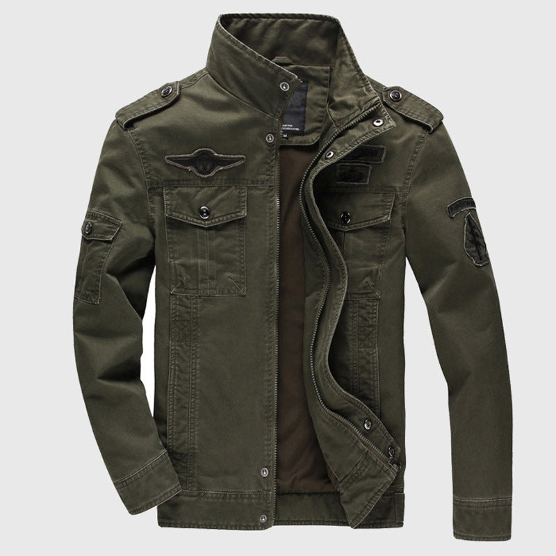 Men's Urban Canvas Bomber Jacket in Pilot Cut with Shoulder Epaulettes and Thermal Lining Mune Fashion
