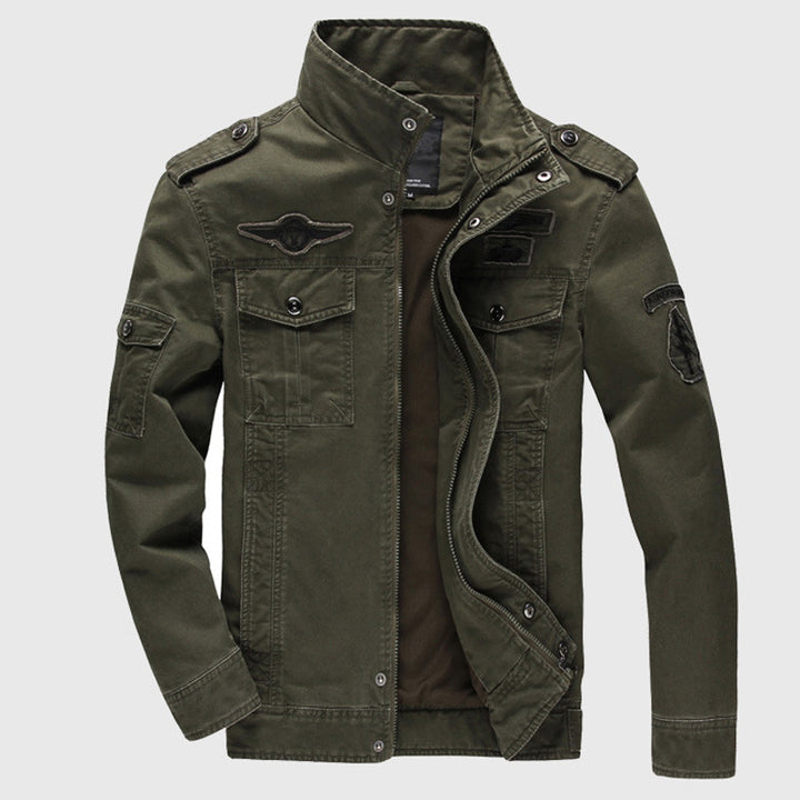 Men's Urban Canvas Bomber Jacket in Pilot Cut with Shoulder Epaulettes and Thermal Lining Mune Fashion