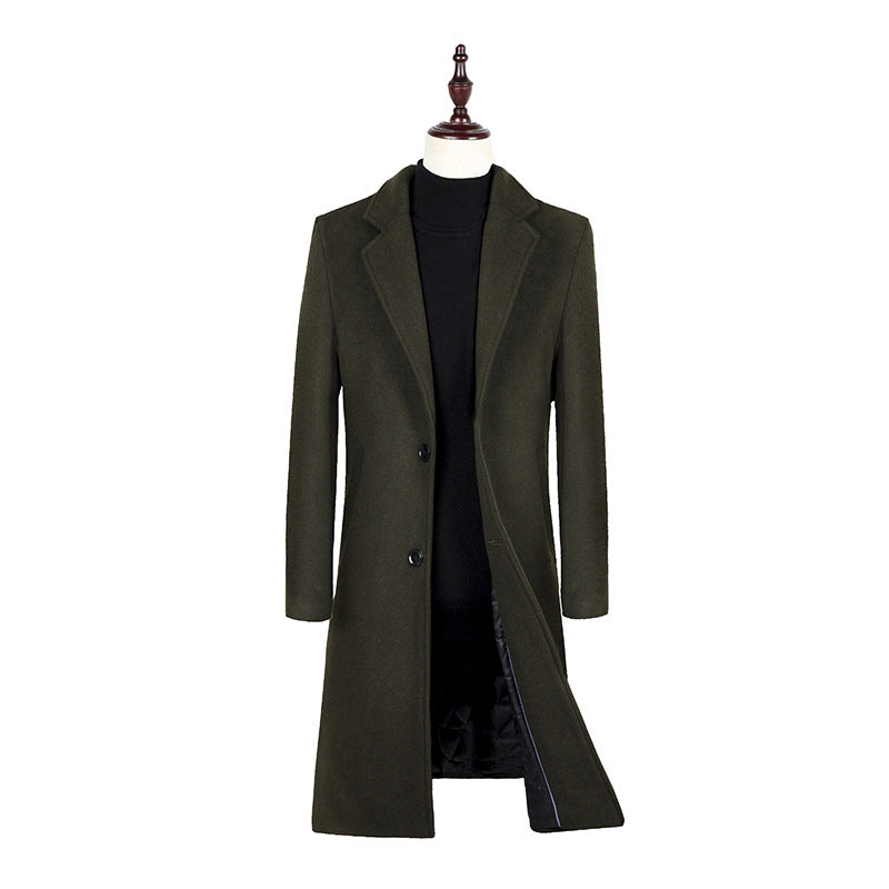 Men's Elegant Single-Breasted Wool Blend Coat with Quilted Lining Mune Fashion