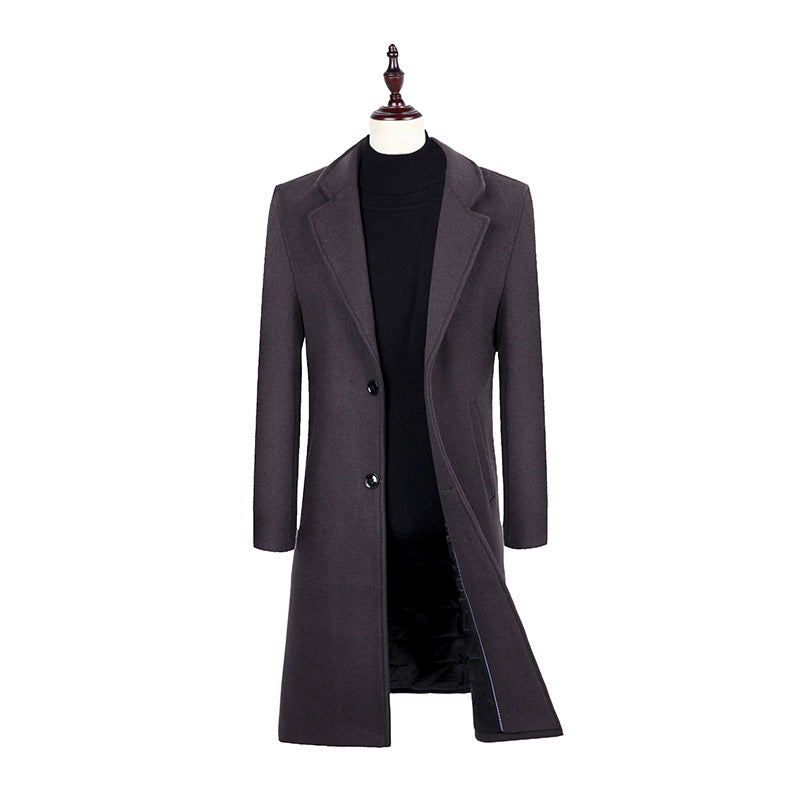 Men's Elegant Single-Breasted Wool Blend Coat with Quilted Lining Mune Fashion