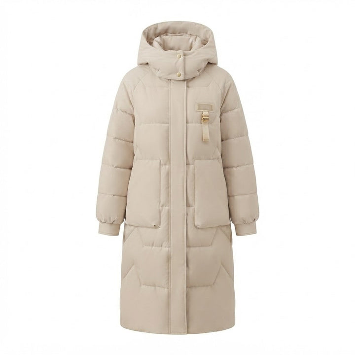 Women's Long Thermo Quilted Coat with Oversized Hood and Windshield Mune Fashion