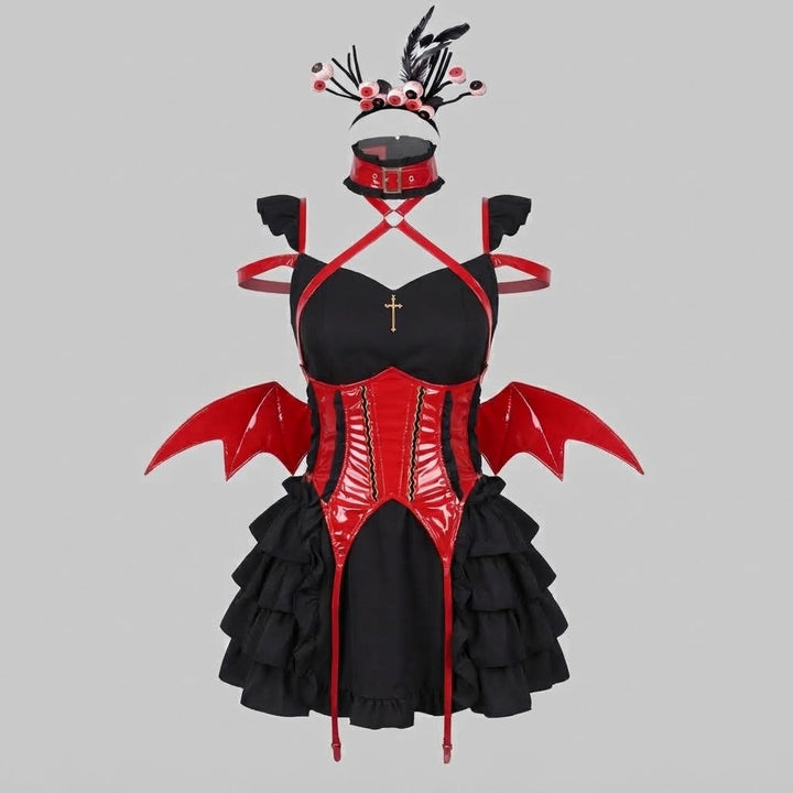 Ladies Gothic Maid Costume with Voluminous Skirt and Lace Accents Mune Fashion