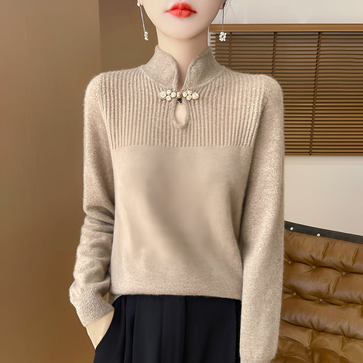 Mune | Elegant Merino Wool Sweater In Chinese Style