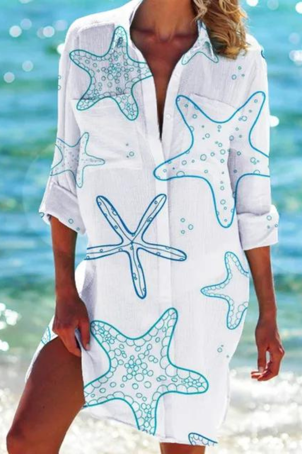 Mune | Long Beach Blouse with Marine Motif
