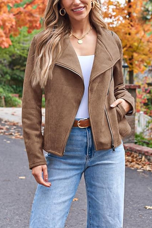 Mune | Up Pocketed Faux Suede Motorcycle Jacket (In 7 Colors)
