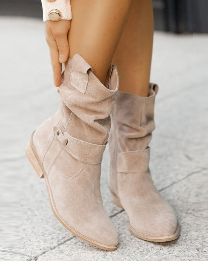 Mune | Ankle Boots Wild With Low Heel And Zipper
