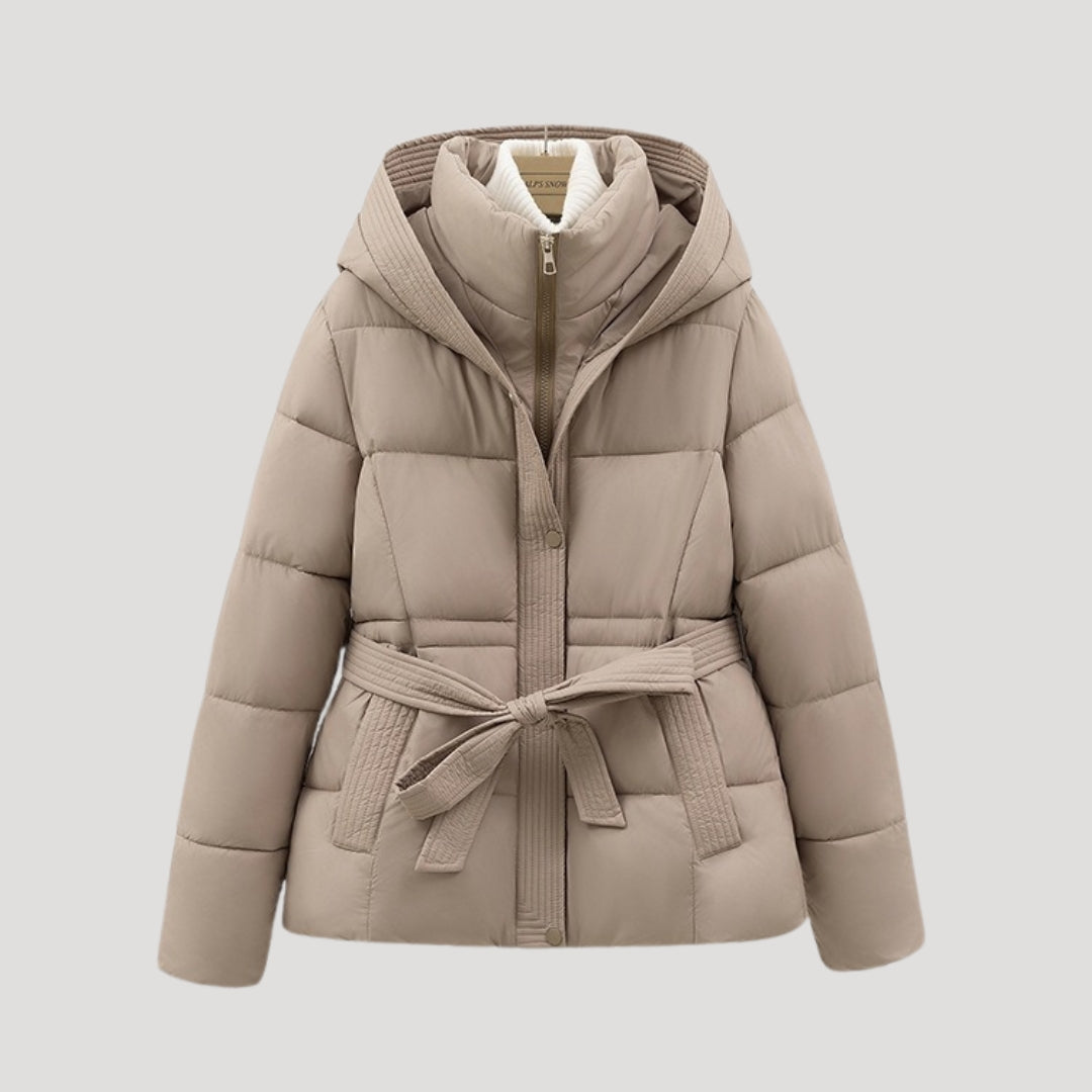 Mune | Women's Winter Puffer Jacket with Hood and Belt
