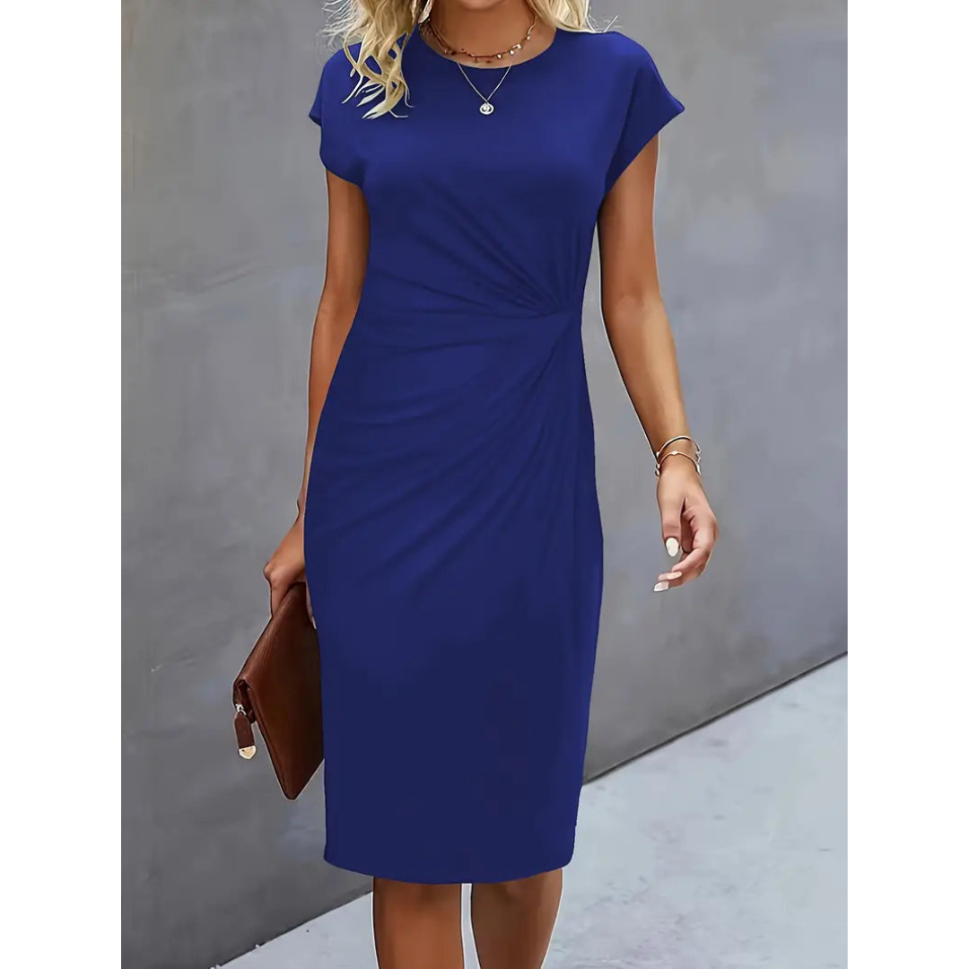 Mune Fashion | Women's Waist Accent Style Dress Short Sleeve