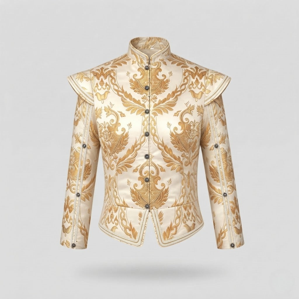 Women Luxurious Jacquard Jacket with Intricate Embroidery Mune Fashion