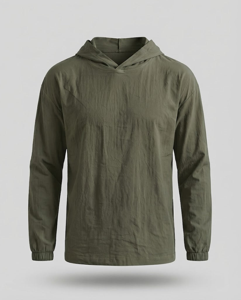 Men's Lightweight Hoodie made of Crinkle Functional Fabric with Elastic Cuffs Mune Fashion