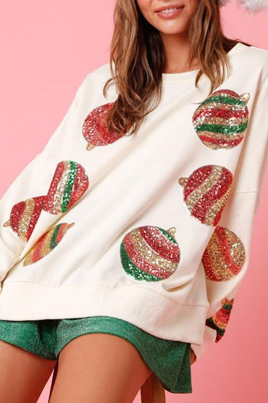 Mune | Christmas Egg Sequin Casual Long Sleeve Sweatshirt