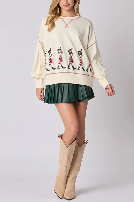 Mune | Christmas Soldier Sequins Long Sleeve Casual Sweatshirt