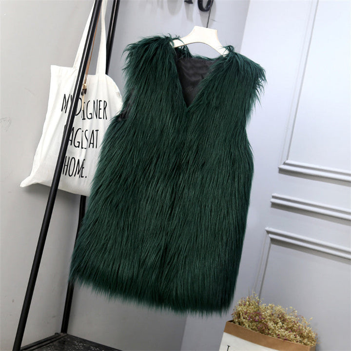 Ladies Fashionable Faux Fur Vest In Trendy Oversized Cut Mune