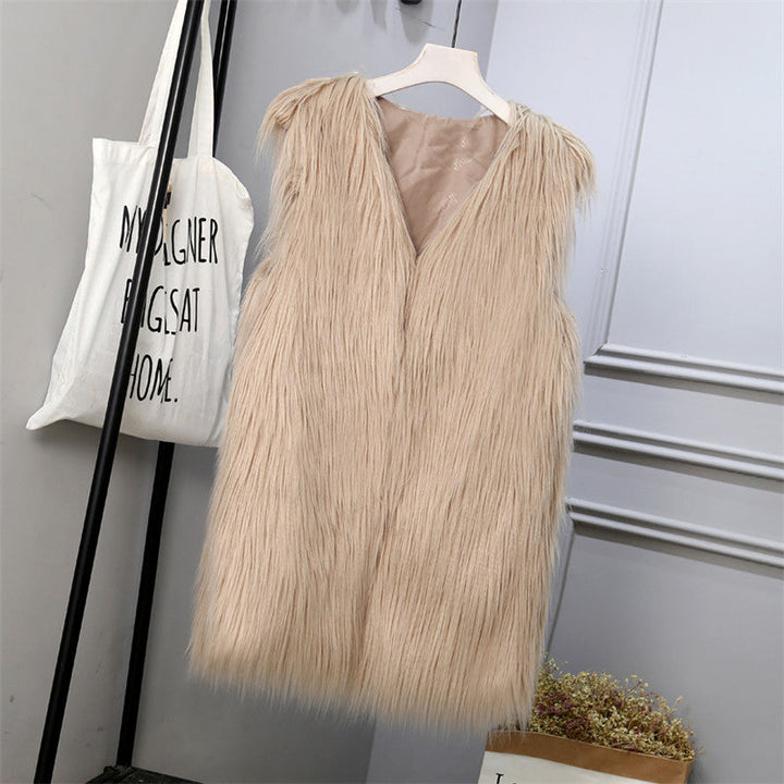 Ladies Fashionable Faux Fur Vest In Trendy Oversized Cut Mune