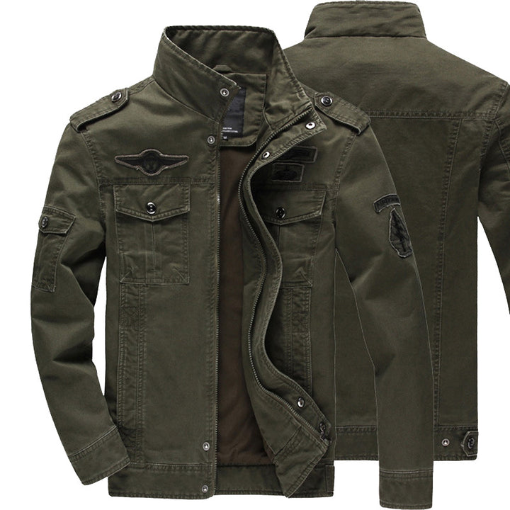 Men's Urban Canvas Bomber Jacket in Pilot Cut with Shoulder Epaulettes and Thermal Lining Mune Fashion