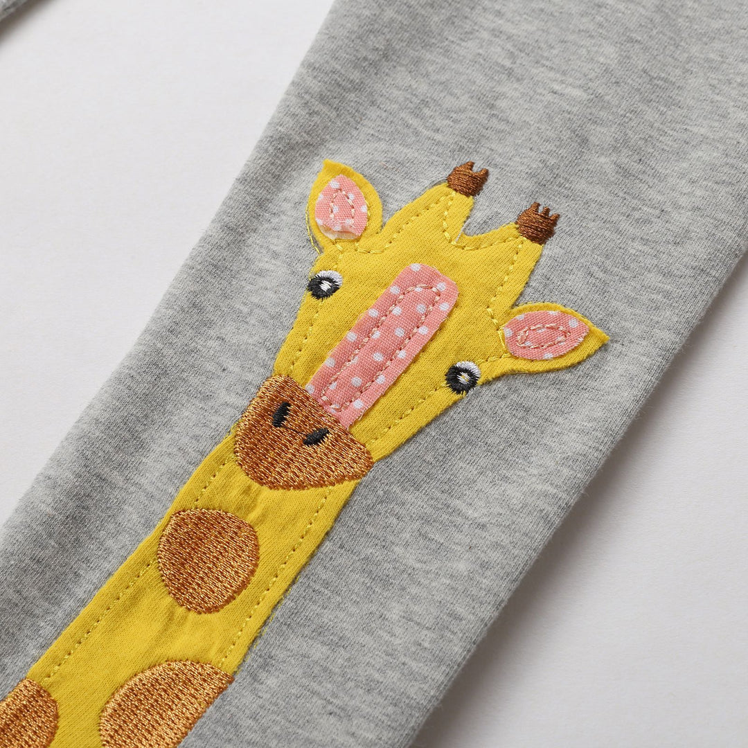 Girls' leggings with cute giraffe appliqué Mune Fashion