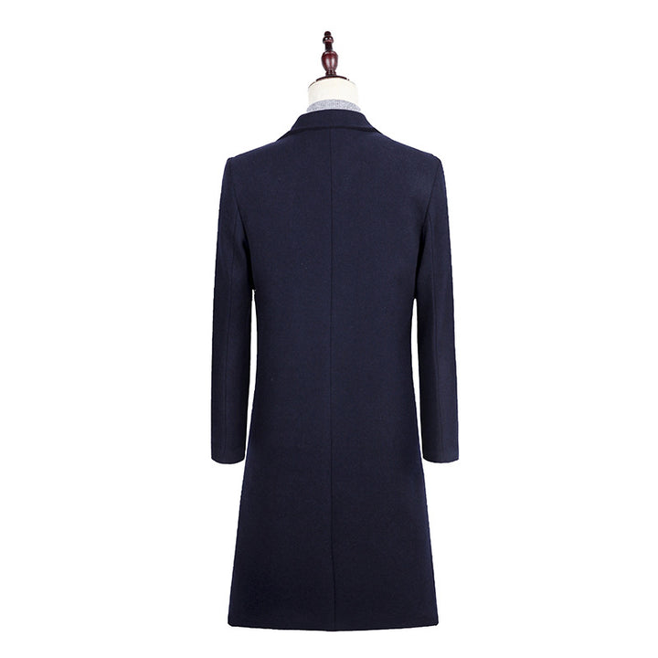 Men's Single-Breasted Wool Blend Coat with Quilted Thermal Lining and Lapel Collar Mune Fashion
