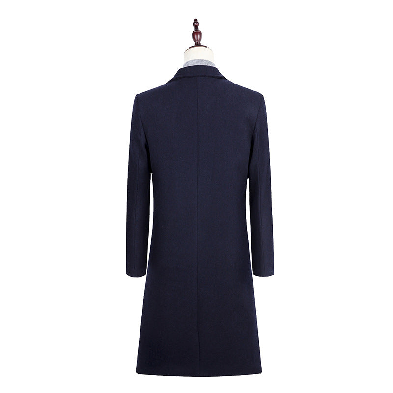 Men's Elegant Single-Breasted Wool Blend Coat with Quilted Lining Mune Fashion