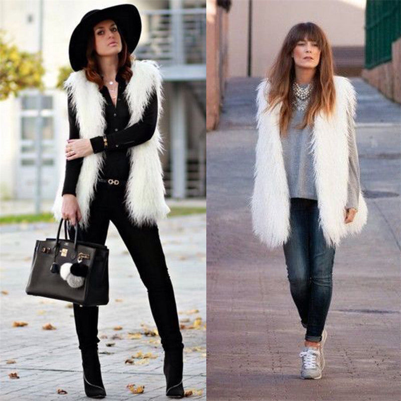 Ladies Fashionable Faux Fur Vest In Trendy Oversized Cut Mune