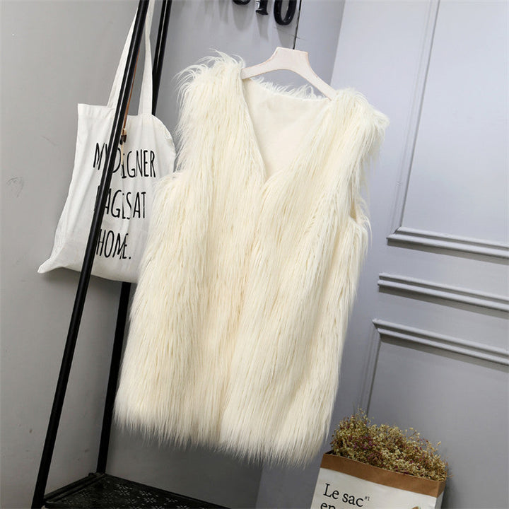 Ladies Fashionable Faux Fur Vest In Trendy Oversized Cut Mune