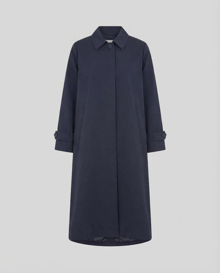 Women’s Long Oversized Trench Coat with Button Placket, Wide Sleeves and Boxy Silhouette Mune Fashion