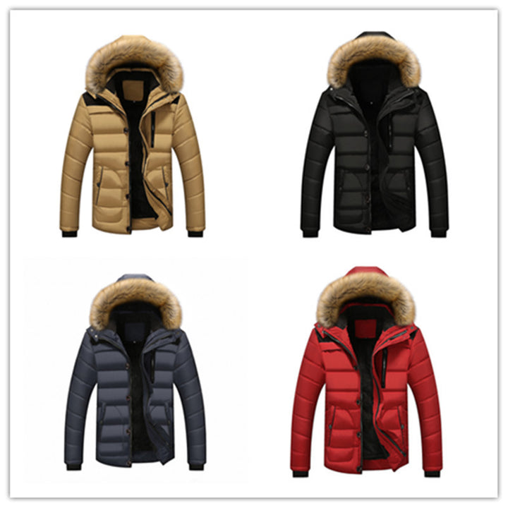 Men's thermal padded jacket with detachable faux fur hood and multiple pockets Mune Fashion