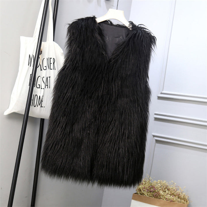 Ladies Fashionable Faux Fur Vest In Trendy Oversized Cut Mune