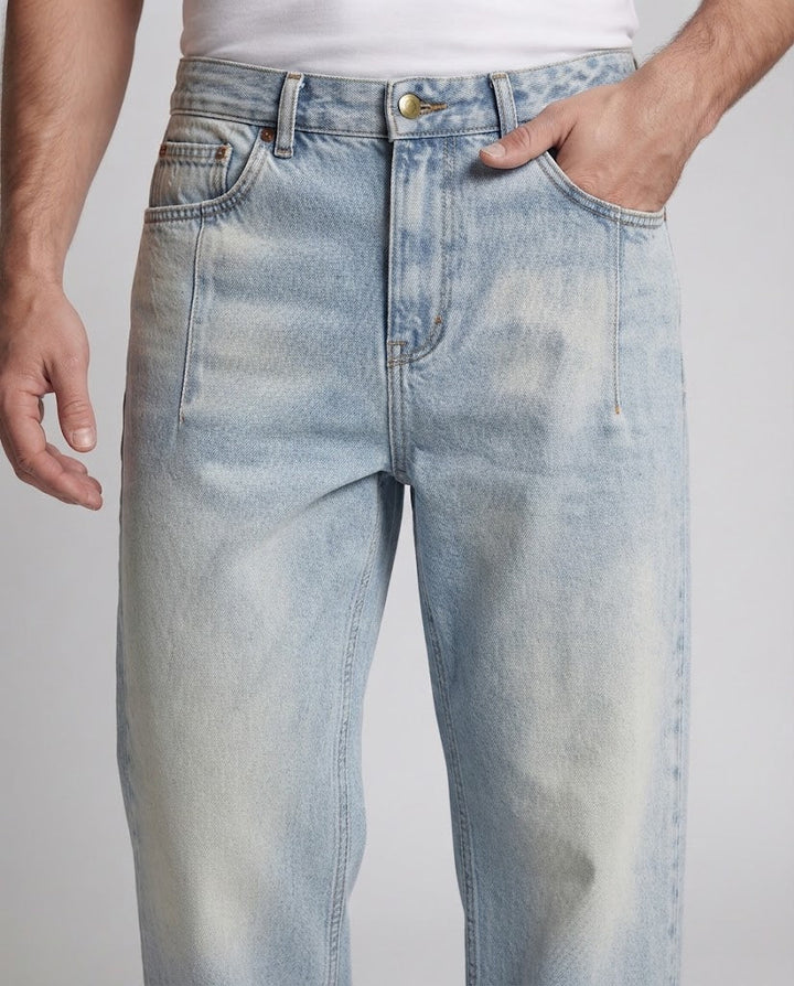 Men's Floor-Length Baggy Palazzo Denim with Low Waist Fit and Wide Hem Mune Fashion