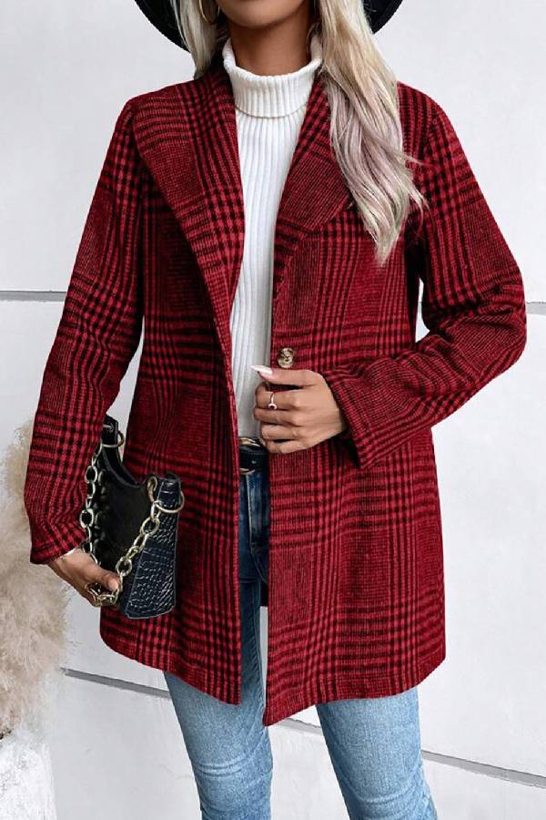 Mune | Collection Checked Collar Long Sleeve Jacket