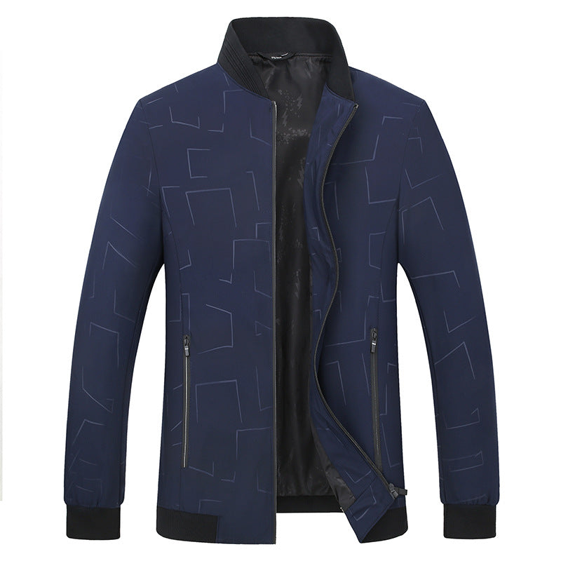 Men's Urban Softshell Bomber Jacket with Geometric Print and Ribbed Cuffs Mune Fashion
