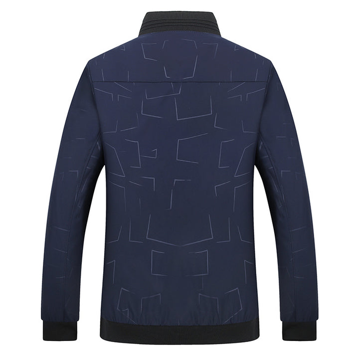 Men's Urban Softshell Bomber Jacket with Geometric Print and Ribbed Cuffs Mune Fashion