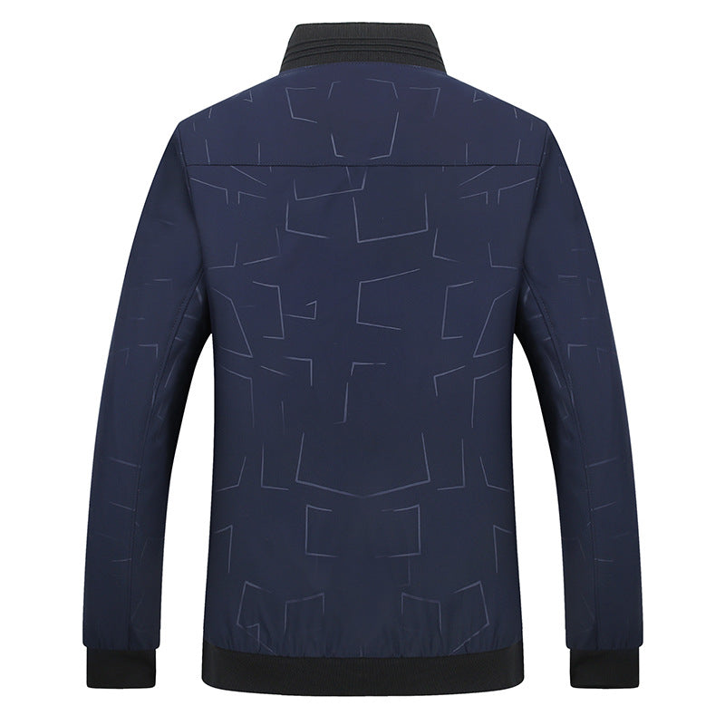 Men's Lightweight Bomber Jacket with Geometric Print, Water-Repellent Surface and Ribbed Cuffs Mune Fashion