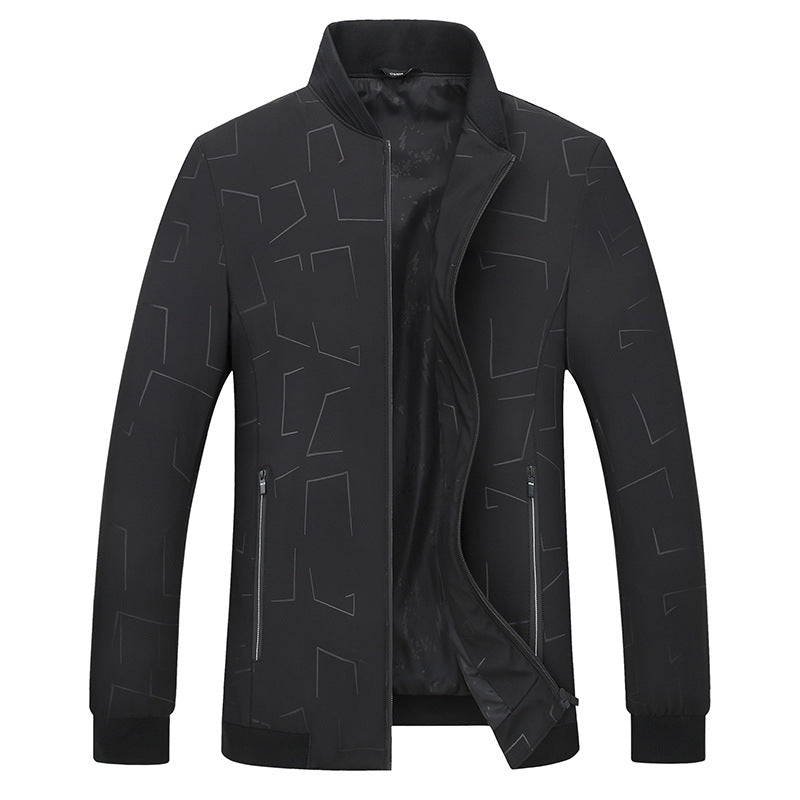 Men's Urban Softshell Bomber Jacket with Geometric Print and Ribbed Cuffs Mune Fashion
