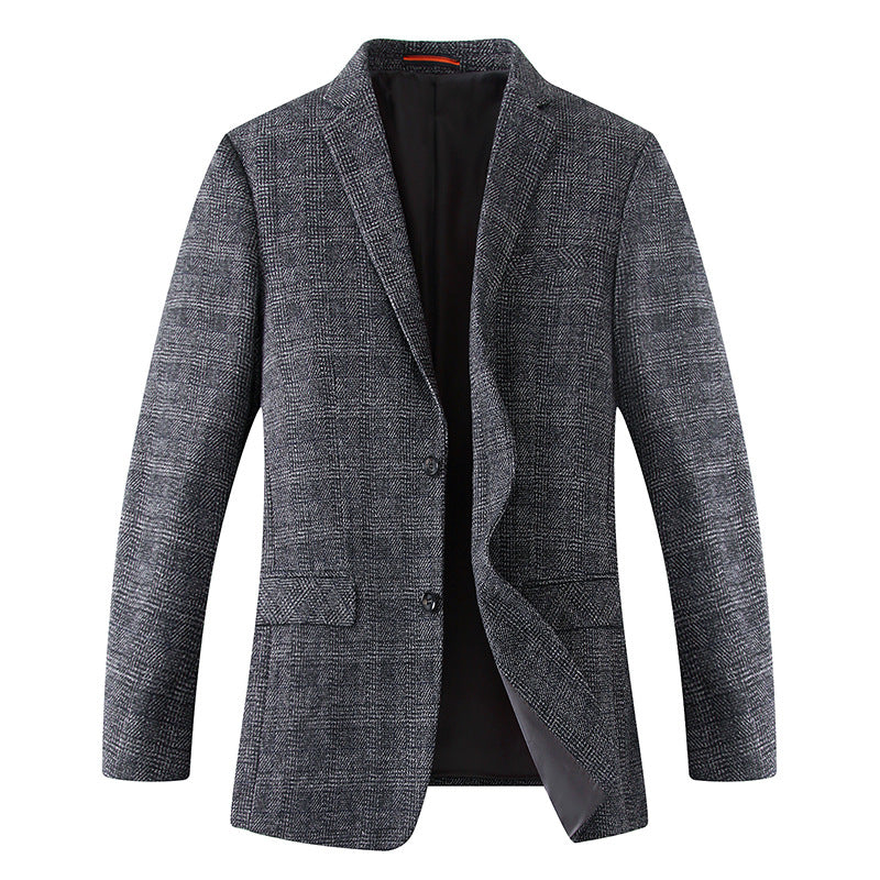 Men's Wool Blend Slim Fit Blazer with Glencheck Pattern and Quilted Lining Mune Fashion