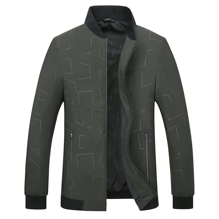 Men's Urban Softshell Bomber Jacket with Geometric Print and Ribbed Cuffs Mune Fashion