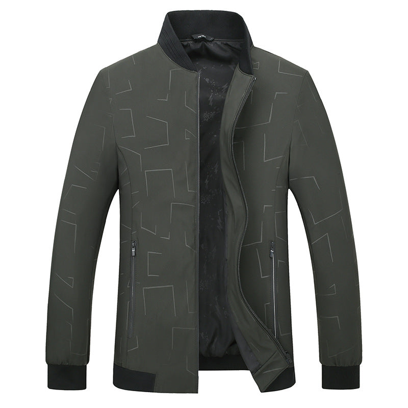Men's Urban Softshell Bomber Jacket with Geometric Print and Ribbed Cuffs Mune Fashion