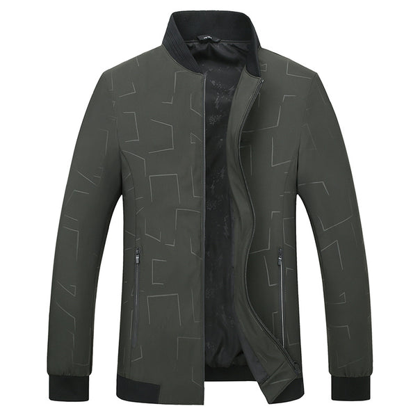 Men's Urban Softshell Bomber Jacket with Geometric Print and Ribbed Cuffs Mune Fashion
