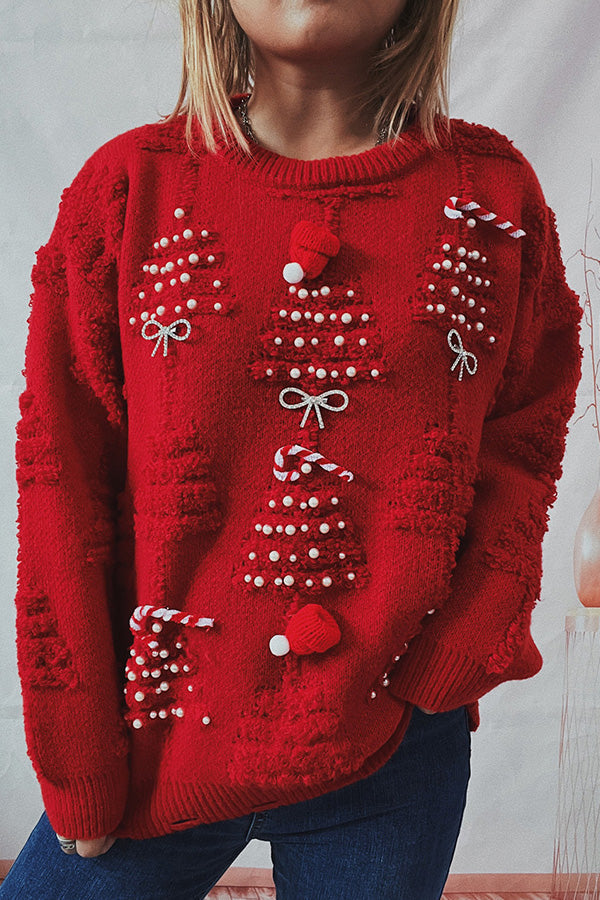 Mune | Handmade Bead Christmas Theme Sweater Three-Dimensional Decorative Sweater