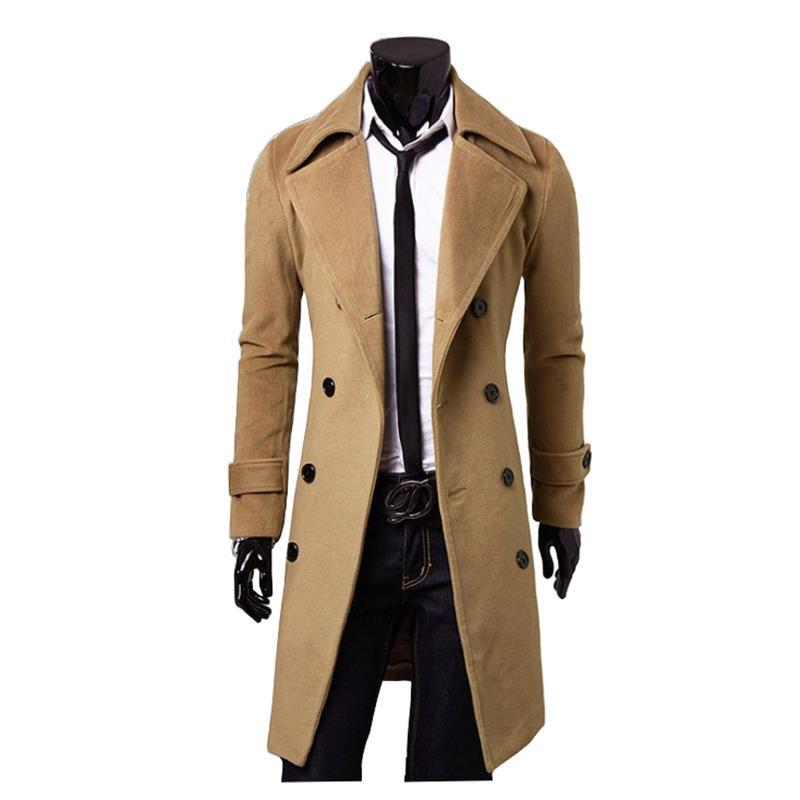 Men's elegant double-breasted coat with narrow tailoring and wide lapels Mune Fashion