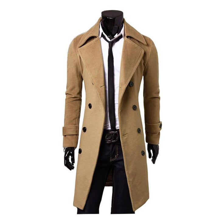 Men's elegant double-breasted coat with narrow tailoring and wide lapels Mune Fashion