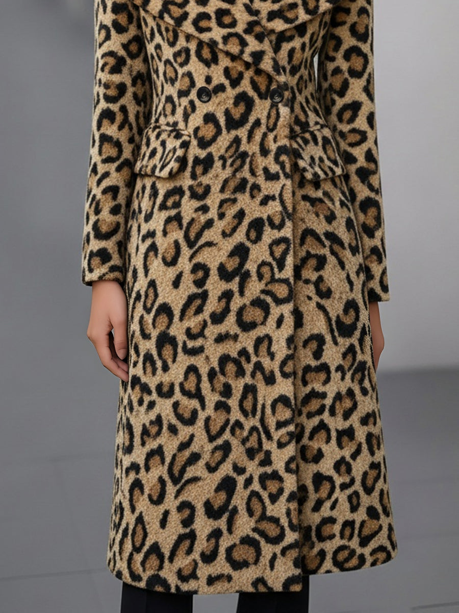 Mune | Winter Jacket with Leopard Pattern Double-Sided with Wool Elegant Outer Jacket for Casual and Formal Occasions