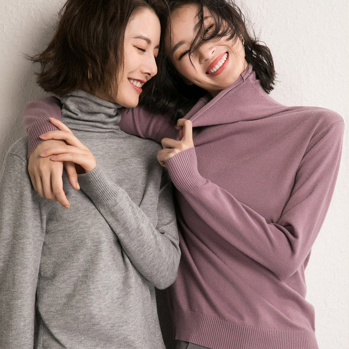 Women lightweight fine-knit roll-neck sweater with slim fit Mune Fashion