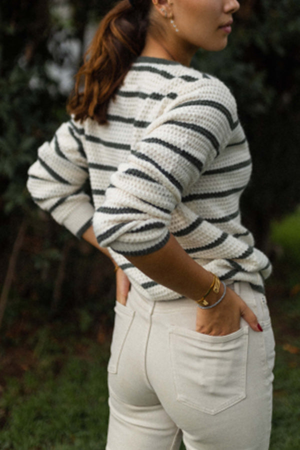 Mune | Striped Round Neckline Jacket